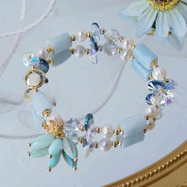 new style tassel amethyst/aquamarine/strawberry natural frhwater pearls beaded bracelets women fashion jewelry ybr359, Golden;silver